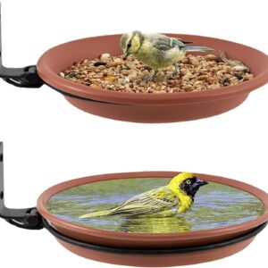 Renyigou 2 Piece Wall Mounted Bird Feeder Hanging Bird Feeder Tray for Garden Bird Feeder Stand Bird Baths Free Standing Installed on Trees Fence Outdoor Walls