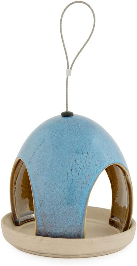 Vierno Ceramic Tavern Bird Seed Feeder for Garden Birds - a beautiful and strikingly of feeder for your garden birds.