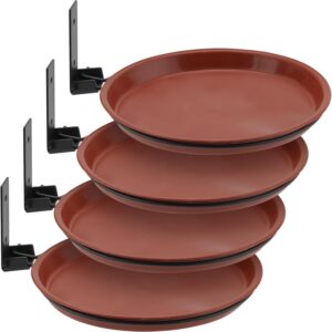 YUENPUN 4 PCS Tree Mounted Bird Feeder, 17cm Fence Wall Mounted Bird Feeder, Deck Rail Bird Feeder Hanging Station with Fixed Clips, Bird Feeder Tray for Installed on Trees, Outdoor Walls