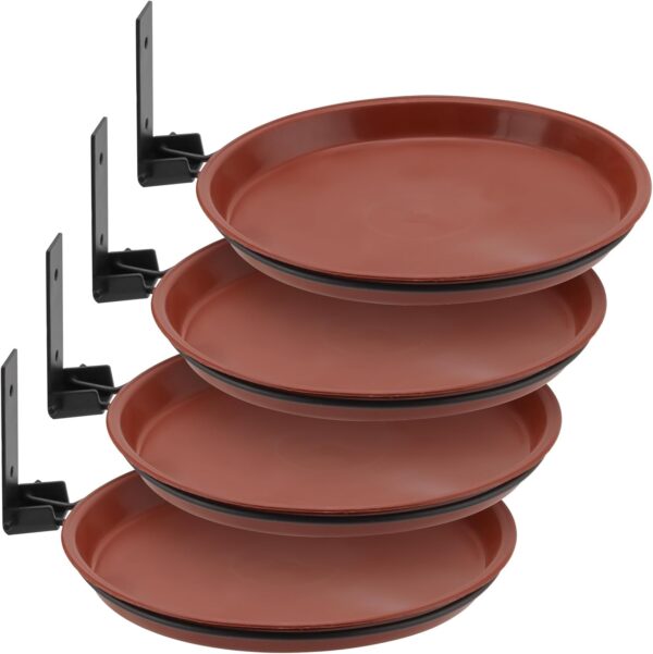 YUENPUN 4 PCS Tree Mounted Bird Feeder, 17cm Fence Wall Mounted Bird Feeder, Deck Rail Bird Feeder Hanging Station with Fixed Clips, Bird Feeder Tray for Installed on Trees, Outdoor Walls