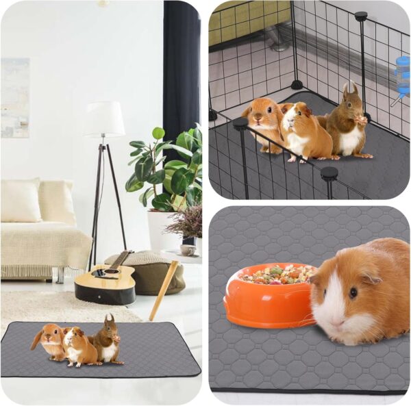 Guinea Pig Cage Liners, LWYMX 24''X72'' Washable Guinea Pig Pee Pads, Non Slip Reusable Super Absorbent Guinea Pig Training Mat Bedding Fleece for Small Animals Hamster Rabbit Chinchilla Rat, 2Pack - Image 5