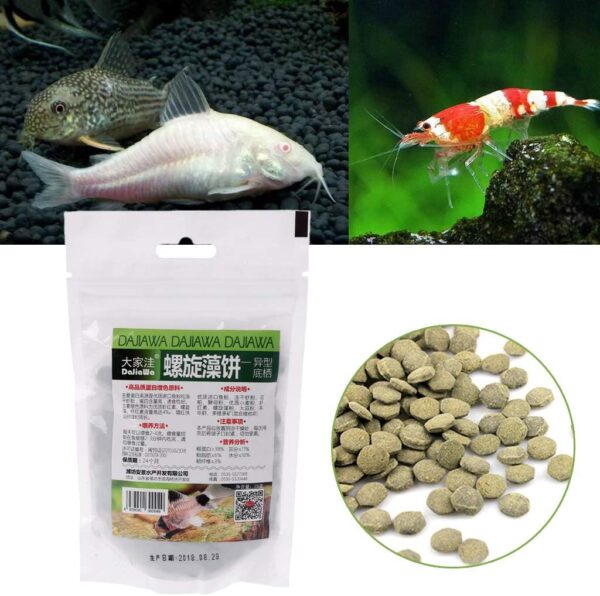 Ornamental Fish Food Spirulinas Tablets 2.6 Oz Blended-Diet Pellets For Gold-fish Guppy Lanternfish Resealable Package Fish Food Flakes - Image 3