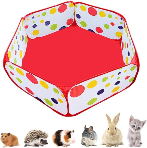 Amakunft Portable Small Animals Playpen, Outdoor/Indoor Pop Open Pet Exercise Fence, Guinea Pig Accessories Metal Wire Yard Fence C&C Cage Tent for Rabbits, Hamster, Chinchillas and Hedgehogs…