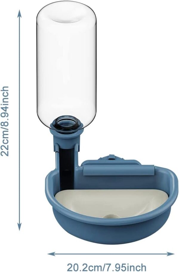 POHOVE Automatic Pet Water Dispenser, Anti-Overflow Water Feeder for Crate, 0.48L Cage Water Bottles for Rabbits, Dogs, Ferrets, Cats and Other Small Animals, Transparent Tank(blue) - Image 2
