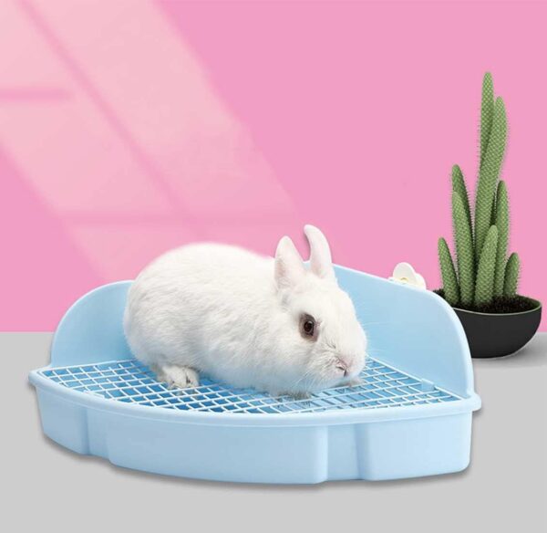 kathson Large Rabbit Litter Box Bunny Corner Toilet Box Potty Trainer Bigger Pet Pan Small Animal Cage Toilet Bedding Box Fanshaped for Adult Guinea Pigs Chinchilla Ferret Galesaur - Image 6
