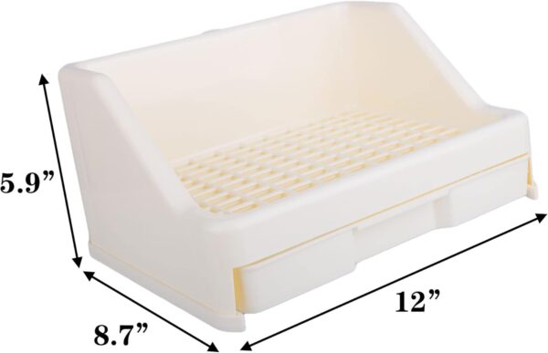 RUBYHOME Rabbit Litter Box with Drawer,Potty Trainer Corner Toilet Litter Bedding Box Bigger Pet Pan for Adult Guinea Pigs, Rabbits, Chinchilla, Galesaur, Ferret, Small Animals, 12 Inches (White) - Image 2