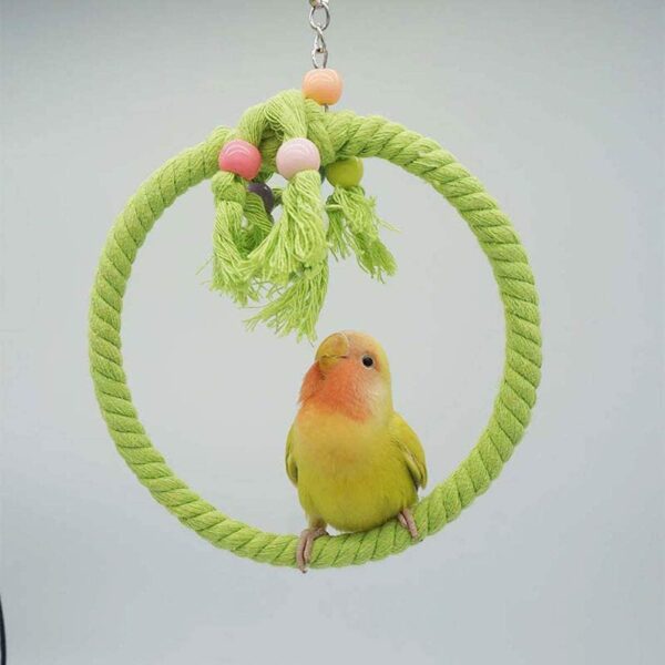 2 PCS Kuivoo Bird Swing Cotton Rope Ring, Bird Parrot Perches for Cage,Cage Hanging Bite Resistance Toys,Bird Stand Soft Ring Bed for Budgie,Cockatiel,Canary,Parakeet,Love-bird,Conures - Image 7