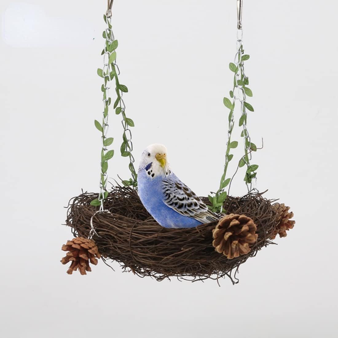 WACURRENTHYD Natural Rattan Nest Small Medium Large Bird Swing for Parrot Parakeet Cockatiel Conure Cockatoo Macaw Amazon African Grey Lovebird Finch Canary Budgie Cage Perch Toy (Small) - Image 3
