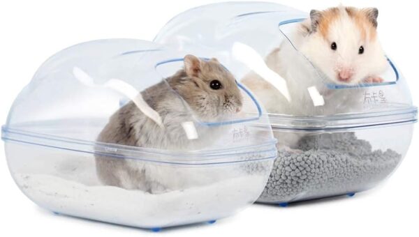 BUCATSTATE Large Hamster Sand Bath Container Transparent Clouds Hamster Bathroom with Scoop Set for Small Pet Animals Cage Accessories (L-BLUE) - Image 3