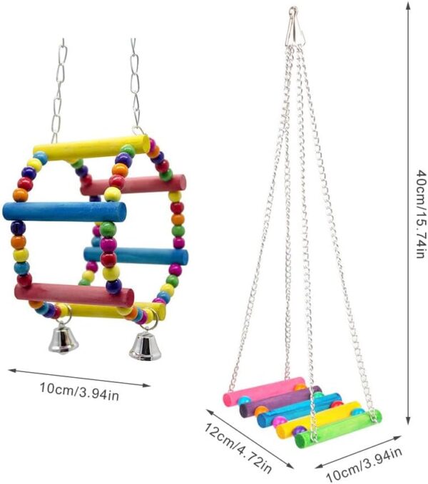 FEMONGY Budgie Toys and Accessories 2 Packs Bird Toys for Caged Birds, Parrot Toys, Cockatiel Toys, Parrot Perch, Pet Bird Parrot Parakeet Budgie Cockatiel Cage Hammock Swing Toy - Image 2