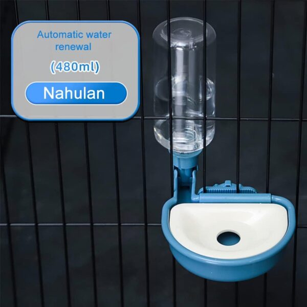 POHOVE Automatic Pet Water Dispenser, Anti-Overflow Water Feeder for Crate, 0.48L Cage Water Bottles for Rabbits, Dogs, Ferrets, Cats and Other Small Animals, Transparent Tank(blue) - Image 4