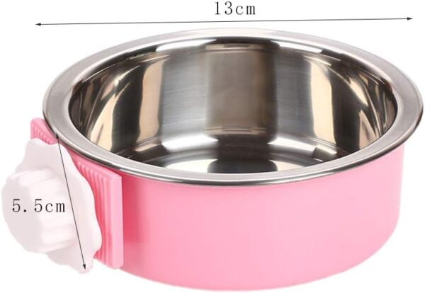Dog Hanging Bowl 2-in-1 Removable Stainless Steel Food Hanging Bowl for Puppy/Cat, Andiker Pet Bowl Hanging Cage Large Water Food Feeder for Dogs Cats (small, pink) - Image 7