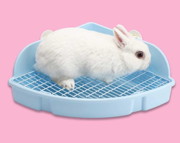 kathson Large Rabbit Litter Box Bunny Corner Toilet Box Potty Trainer Bigger Pet Pan Small Animal Cage Toilet Bedding Box Fanshaped for Adult Guinea Pigs Chinchilla Ferret Galesaur - Image 7