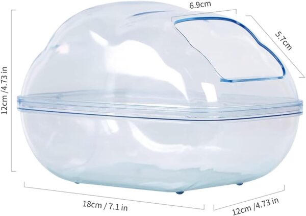 BUCATSTATE Large Hamster Sand Bath Container Transparent Clouds Hamster Bathroom with Scoop Set for Small Pet Animals Cage Accessories (L-BLUE) - Image 2
