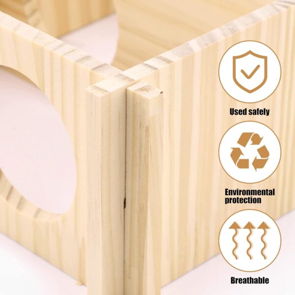 Hamster Wood House 2 Chambers Guinea Pig House for Cage Pet Wooden House Small Animal Habitat Décor Natural Wooden Hamster Hideaway House Wood Cabin for Small Pets Chinchilla Rat Gerbils Square - Image 6