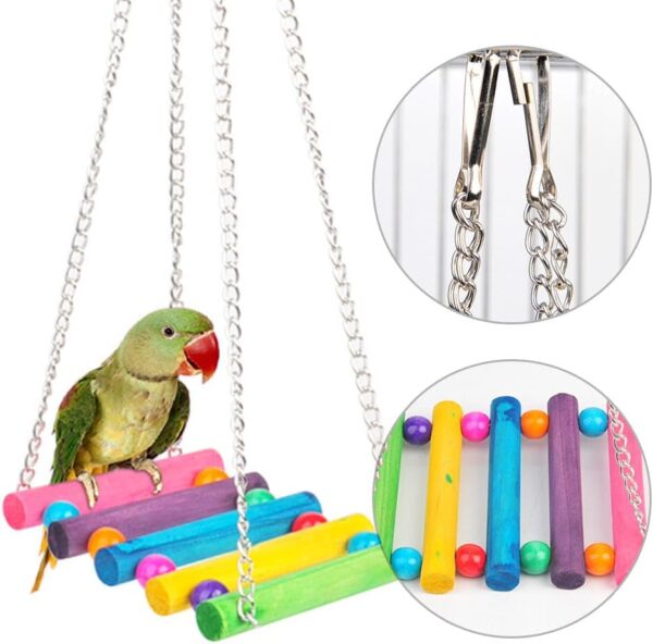 FEMONGY Budgie Toys and Accessories 2 Packs Bird Toys for Caged Birds, Parrot Toys, Cockatiel Toys, Parrot Perch, Pet Bird Parrot Parakeet Budgie Cockatiel Cage Hammock Swing Toy - Image 3