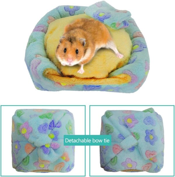 HOMEYA Small Animal Pet Bed, Sleeping House Habitat Nest for Guinea Pig Hamster Hedgehog Rat Chinchilla Hideout Bedding Snuggle Sack Cuddle Cup Cage Accessories with Removable Washable Mat (Blue) - Image 5
