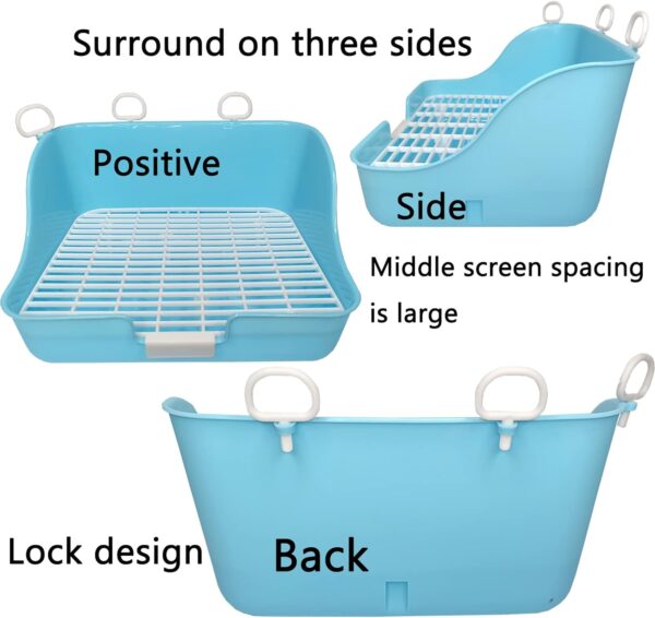 Hamiledyi Rabbit Litter Box,Small Animals Plastic Rectangle Toilet Bunny Training Potty Pet Cage Bedding Pan Chew Toys for Rabbits Guinea Pigs Chinchillas Ferrets - Image 3