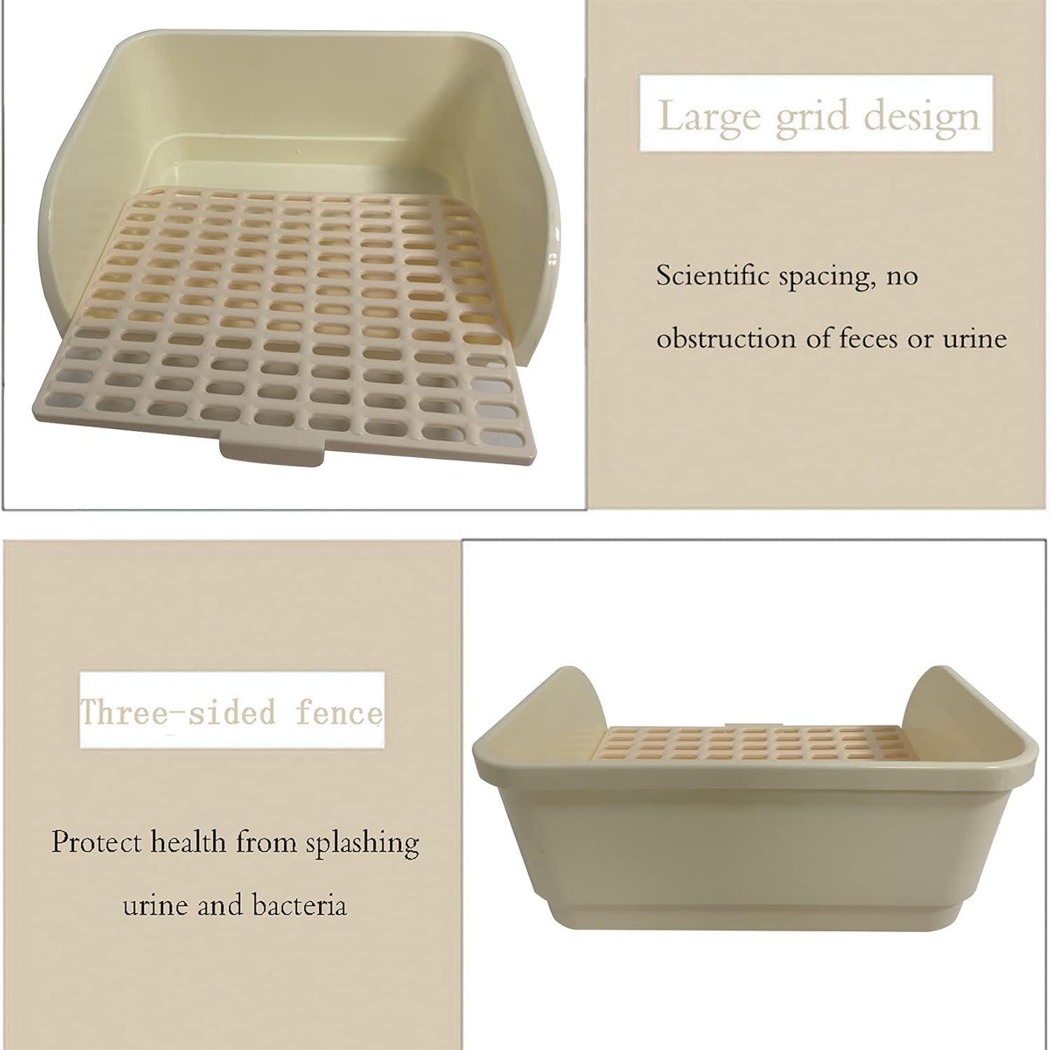 Hamiledyi Large Rabbit Litter Box Corner Bedding Box Chinchilla Toilet Trainer Square Potty Pet Pan for Adult Guinea Pig, Galesaur.Ferret and Other Animals (White) - Image 3