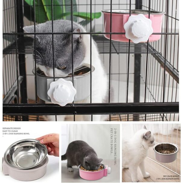 2 Pcs Crate Water Bowl, 2-in-1 Dog Cage Hanging Bowls Removable Cage Water Bowls for Small Animals - Image 6