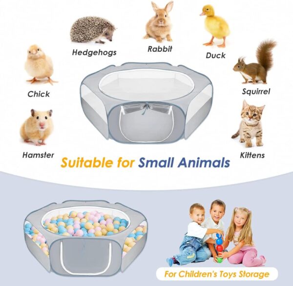 Nasjac Hamster Playpen, Breathable 130cm Large Room Pet Playpen, Small Animal Play Pen Run Cage with Cover and Zipper Opening Foldable Indoor Outdoor Fence for Guinea Pig Cat Kittens Rabbits - Image 8