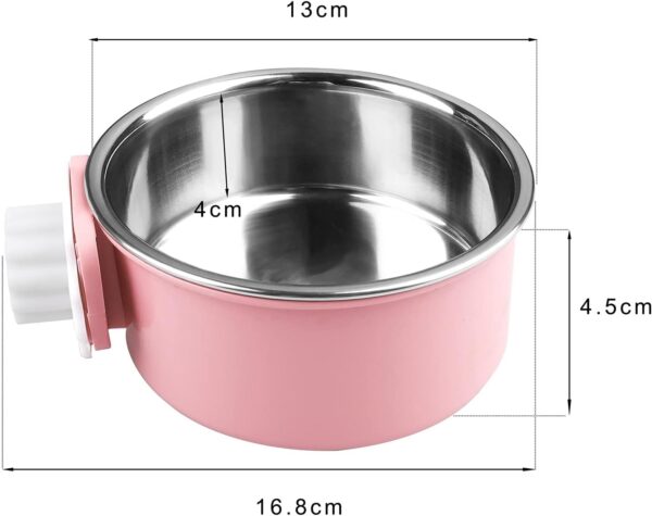 2 Pcs Crate Water Bowl, 2-in-1 Dog Cage Hanging Bowls Removable Cage Water Bowls for Small Animals - Image 2