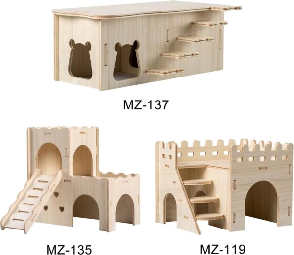 TOKAYIFE Hamster House, Wooden Pet Small Animal Hideout Hut, Natural Living House Cage Décor for Syrian Hamsters Dwarf Hamster Gerbil Rat Chipmunk (MZ-135) - Image 6