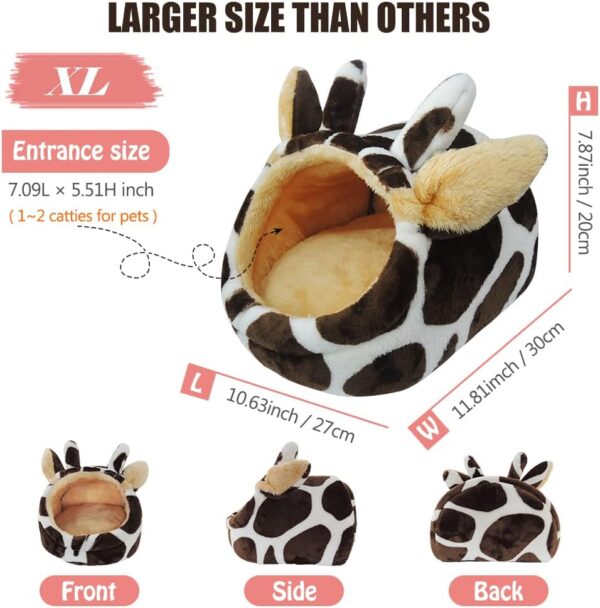 HOMEYA Small Animal Pet Bed, Sleeping House Habitat Nest for Guinea Pig Hamster Hedgehog Rat Chinchilla Hideout Bedding Snuggle Sack Cuddle Cup Cage Accessories with Removable Washable Mat (Brown) - Image 2