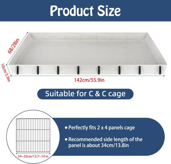 Mfsdai 55.9" x 28" Waterproof Guinea Pig Liner Base for C & C Grids Habitat,Washable Tarp Bottom Guinea Pig Bedding for Rabbits Hamsters Hedgehogs Ferrets Small Pets(No Cage) - Image 2