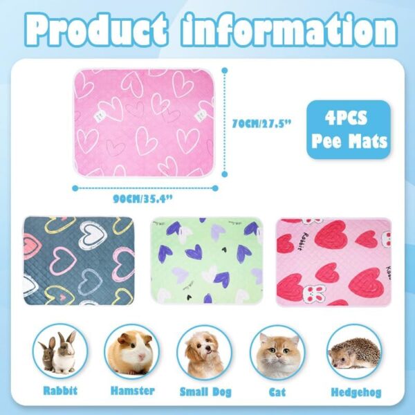 4Pcs Guinea Pig Bedding, Waterproof Reusable Fast Absorbent Puppy Training Pad, Washable Air Dried Pee Mat for Small Animals Rabbit Cat Hamster Dog - Image 3