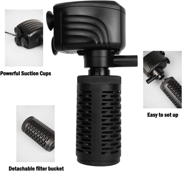 Craftsboys Fish Tank Filter, Silent Internal Aquarium Filter, Clean Water, Air Pump, Make Waves (4W-450L/H, Black) - Image 8