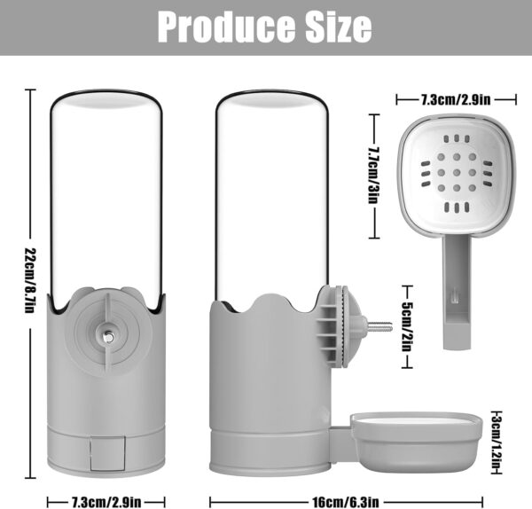 TOKAYIFE Pet Water Bottle for Cage Crate 500ml Rabbit Water Bottles Non-Drip Automatic Kettle Small Animal Water Bottle for Bunny Chinchilla Hedgehog Squirrel Ferret (Grey) - Image 5