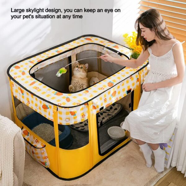 Foldable Pet Playpen Portable Kennel Cage for Puppy Dog Kitten Cat, Indoor/Outdoor Pop up Pet Tent Fence (M,Yellow) - Image 7