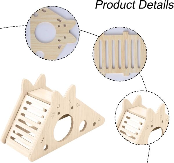 Thyonta Hamster Play Toys Hamster Climbing Ladder Wooden Hamster Cage Houses Platform Habitats for Small Pet Animal(Slide) - Image 3