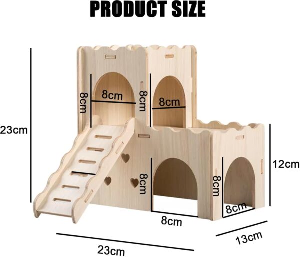 TOKAYIFE Hamster House, Wooden Pet Small Animal Hideout Hut, Natural Living House Cage Décor for Syrian Hamsters Dwarf Hamster Gerbil Rat Chipmunk (MZ-135) - Image 2