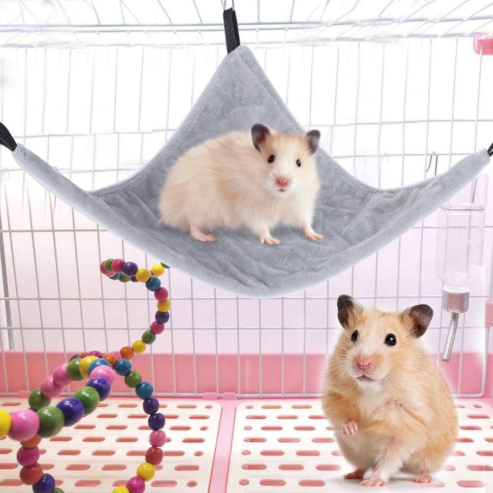 Pssopp Small Pet Hammock Triangle Pet Cage Hammock Hanging Bed Cage Accessories for Sugar Glider Squirrel Hamster Guinea Pig Mice Rats Birds(Yellow) - Image 2