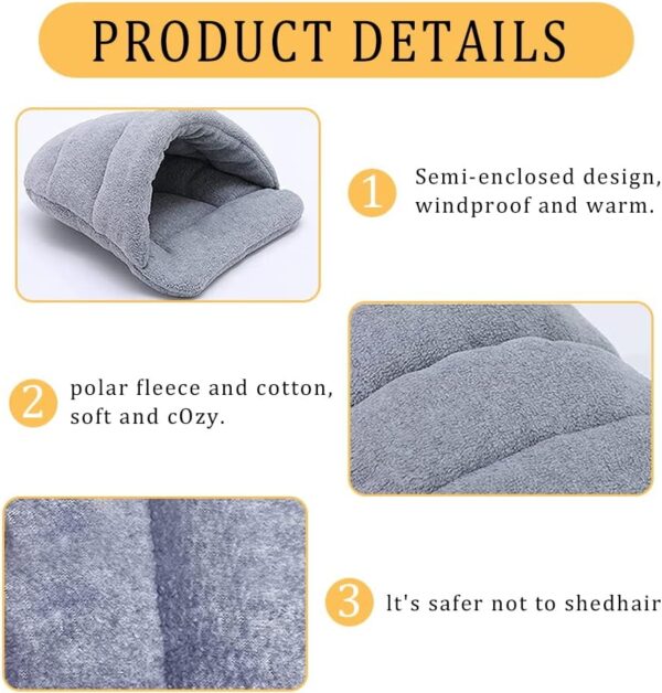 Guinea Pig Bed Hamster Bed Sleeping Bag Cave Nest Cushion Soft Warm Slippers Guinea Pig House Pet Winter Bedding Cage Accessories for Small Animal Squirrel Hedgehog Rat Chinchilla Ferret (Grey) - Image 3