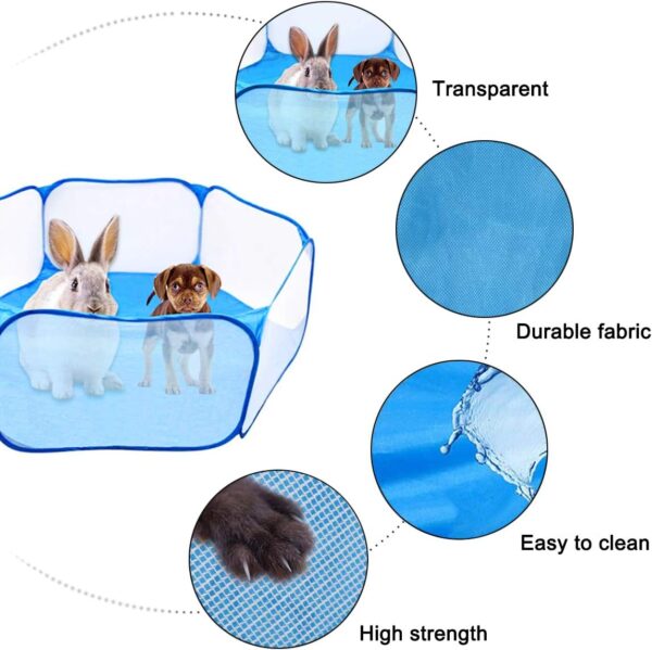 Small Animal Playpen, Hamster Guinea Pig playpen, Breathable Pet Playpen Portable Reptiles Cage Foldable Pop-Up Exercise Fence Outdoor Indoor Pet Tent for Rabbits, Chinchillas Hedgehogs, Blue - Image 3