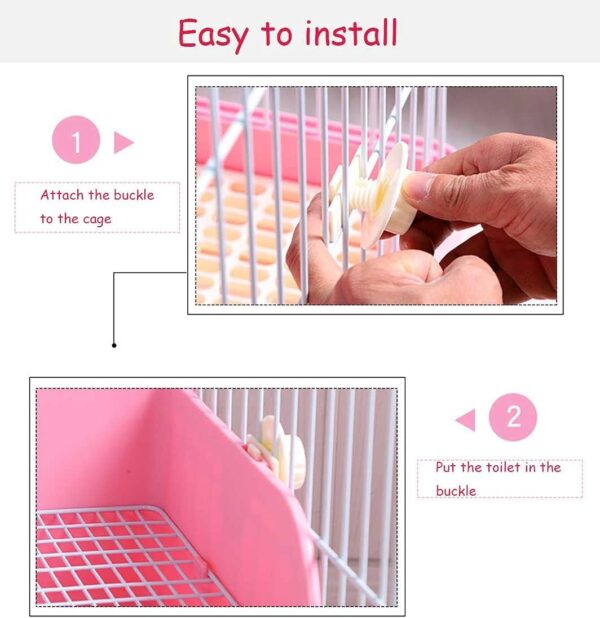 kathson Large Rabbit Litter Box Bunny Corner Toilet Box Potty Trainer Bigger Pet Pan Small Animal Cage Toilet Bedding Box Fanshaped for Adult Guinea Pigs Chinchilla Ferret Galesaur - Image 4