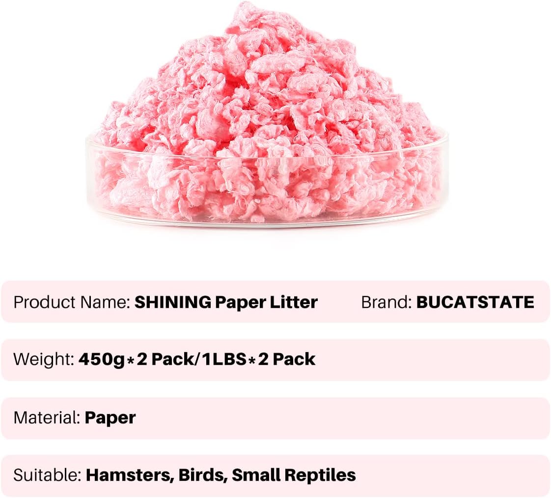 BUCATSTATE Hamster Paper Bedding, 2LBS/900g Dust-Free and Odor Control Paper Litter for Syrian Dwarf Hamsters Gerbils Mice Lemming Degus Reptile Birds (Pink) - Image 7
