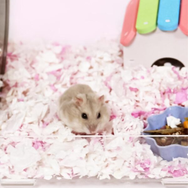 Namvo Hamster Paper Bedding,Absorbent Guinea Pig Rabbit Bedding Pellets,500g Dust-Free and Odor Control Paper Litter for Reptile,Small Animals（Pink/White） - Image 6