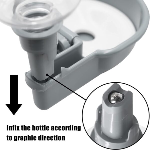 Pet Water Bottle [Grey, 480ml] Cage Water Bottles for Rabbits, Dogs, Ferrets, Cats and Other Small Animals, Anti-Overflow Water Dispenser for Crate - Image 4
