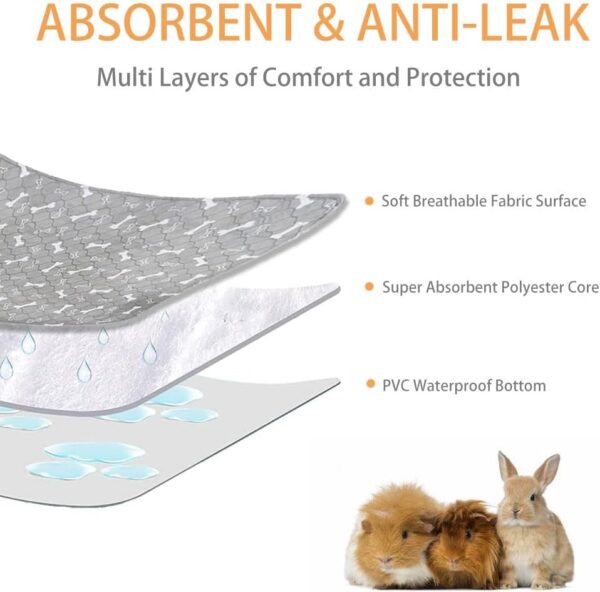 Oncpcare 2 Pack 47x24 Washable Guinea Pig Fleece Cage Liners Waterproof Guinea Pig Bedding for Cage Guinea Pig Cage Accessories Absorbent Pet Pee Pads for Rabbit Bunny Hamster Small Animals - Image 3