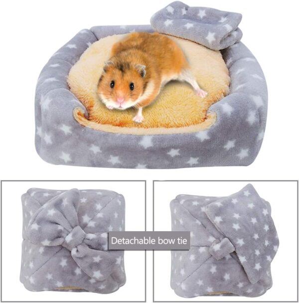 HOMEYA Small Animal Pet Bed, Sleeping House Habitat Nest for Guinea Pig Hamster Hedgehog Rat Chinchilla Hideout Bedding Snuggle Sack Cuddle Cup Cage Accessories with Removable Washable Mat- XL(Grey) - Image 3