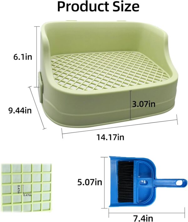 Tfwadmx Rabbit Litter Box Bunny Potty Training Litter Box Guinea Pig Corner Litter Bedding Box Small Animal Litter Pan Toilet for Ferret,Chinchilla,Galesaur(Green) - Image 5