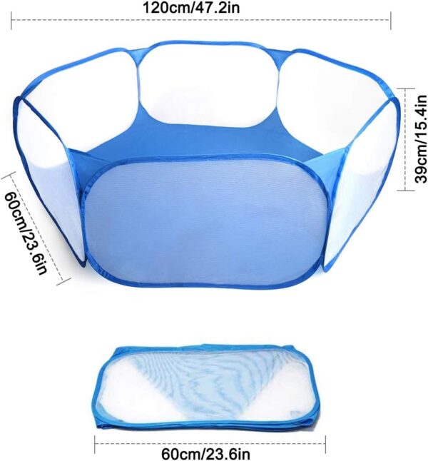 Small Animal Playpen, Hamster Guinea Pig playpen, Breathable Pet Playpen Portable Reptiles Cage Foldable Pop-Up Exercise Fence Outdoor Indoor Pet Tent for Rabbits, Chinchillas Hedgehogs, Blue - Image 2