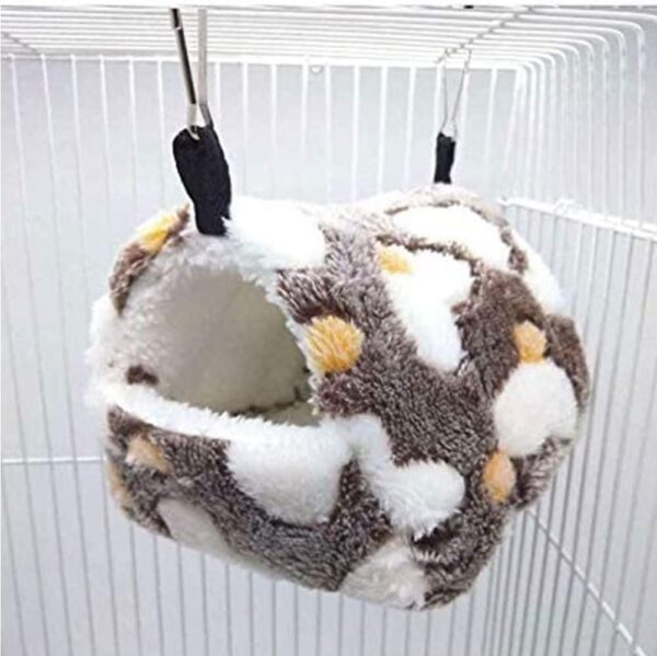 NganSuRong Hammock Nest Hamster Ferret Rat Mice Squirrel Pet Bird Bed Toy Warm Mini House Cave Hanging Cage Coffee (S(14 * 12CM)) - Image 8