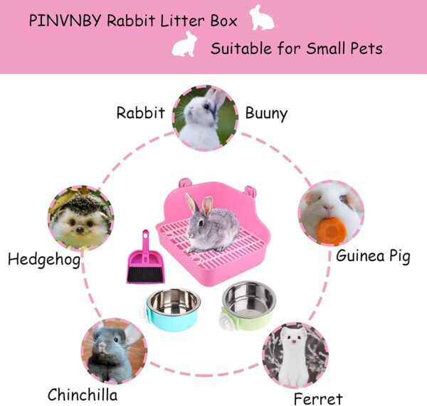 PINVNBY Rabbit Litter Box for Cage Bunny Corner Litter Bedding Box Small Animal Litter Pan Hanging Pet Bowls Cage Potty Trainer Pet Toilet for Rabbit Bunny Guinea Pigs Small Animals(Pink) - Image 7