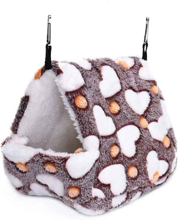 NganSuRong Hammock Nest Hamster Ferret Rat Mice Squirrel Pet Bird Bed Toy Warm Mini House Cave Hanging Cage Coffee (S(14 * 12CM)) - Image 2