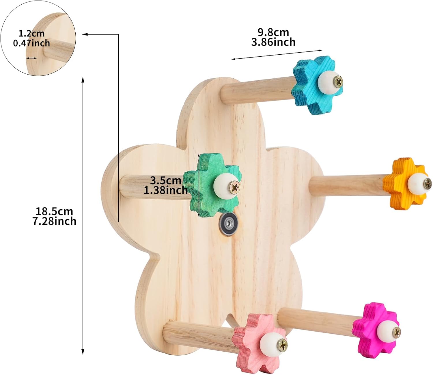 TeTupGa Wooden Parrots Ferris Wheel Toy with Perches, Bird Toy Rotating Perch Toy, Hanging Bird Stand Cage Accessories for Parakeet Parrot, Cockatiel, Budgerigar,Conure, Lovebirds - Image 7
